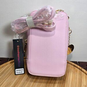 NWT Like Dreams Boxy Crossbody Purse Blush Pink & Key Charm NEW